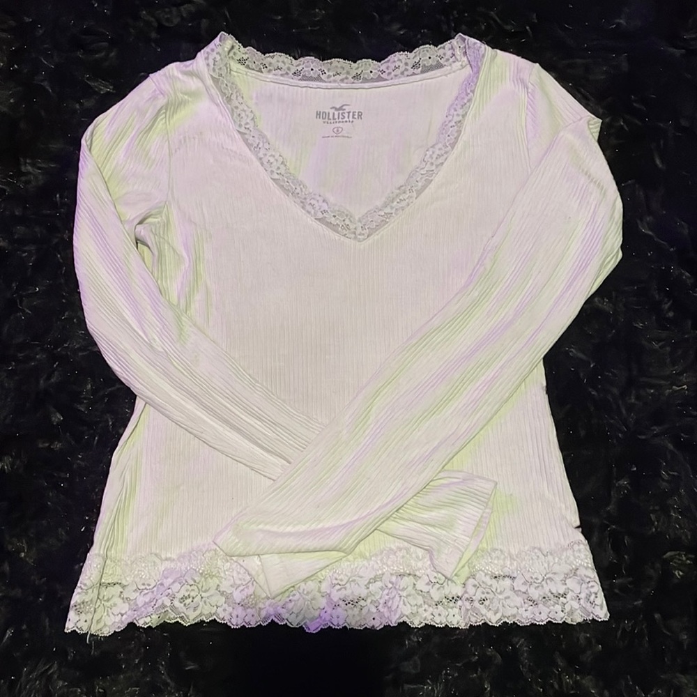 Hollister Small White Long Sleeve Lace